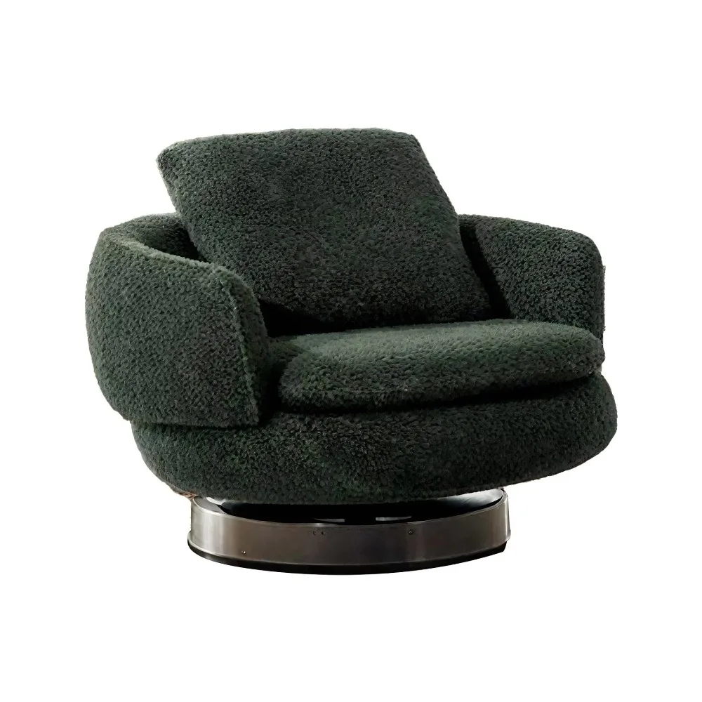 Italian Minimalist Swivel Chair - Stainless Steel Rotating Lounge Chair | Luxury Designer Single Sofa For Villa & Penthouse