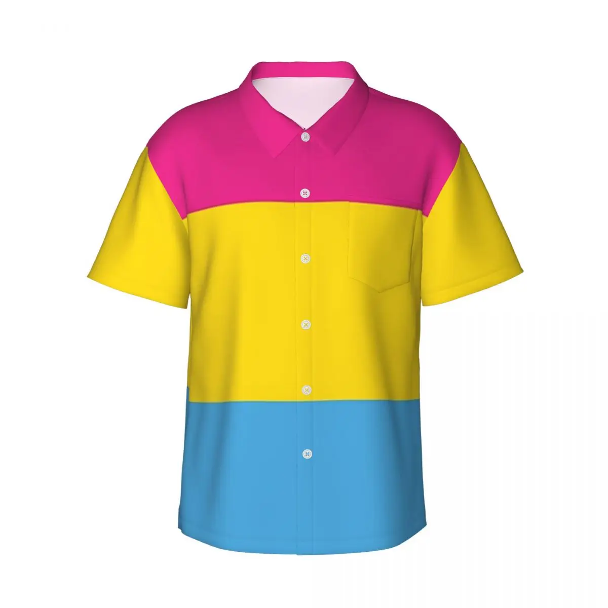 

Pansexual Pride Flag Men's Shirts Hawaiian Short Sleeve Shirt Fashion Lapel Tops for Summer Beach