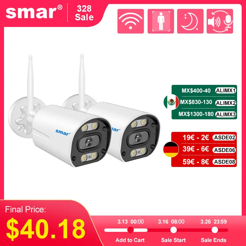 Smar Outdoor IP Wifi 3MP Survalance Camera for Wifi CCTV System Kit Human Detection Night Vision Video Cam ICSEE Two Way Audio