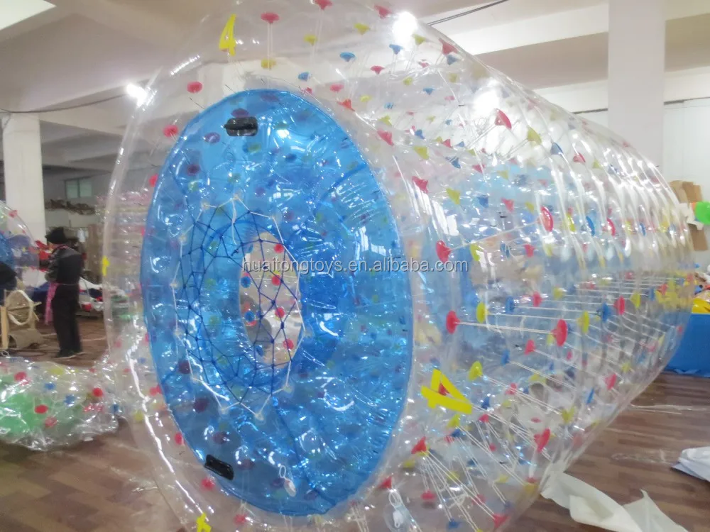 Custom 1.0mm PVC inflatable floating water roller zorb ball hamster wheel inflatable water toys for sale