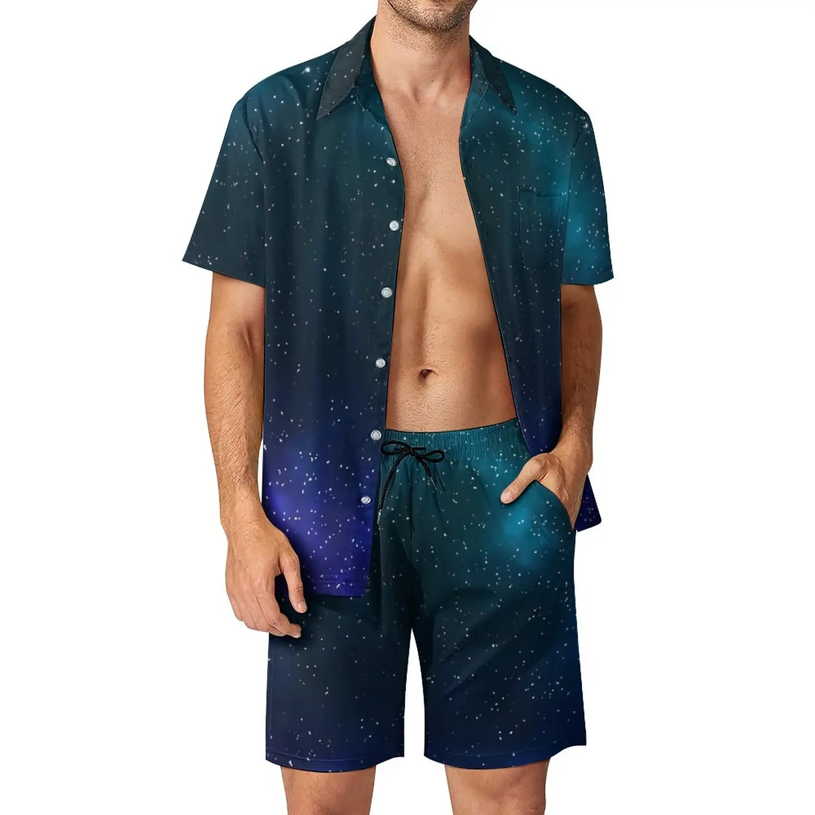 Galaxy Astral Shirt Sets 3D Printed Men Casual Fashion Short Sleeves Shirts  Beach Shorts Summer Streetwear Hawaiian Clothing