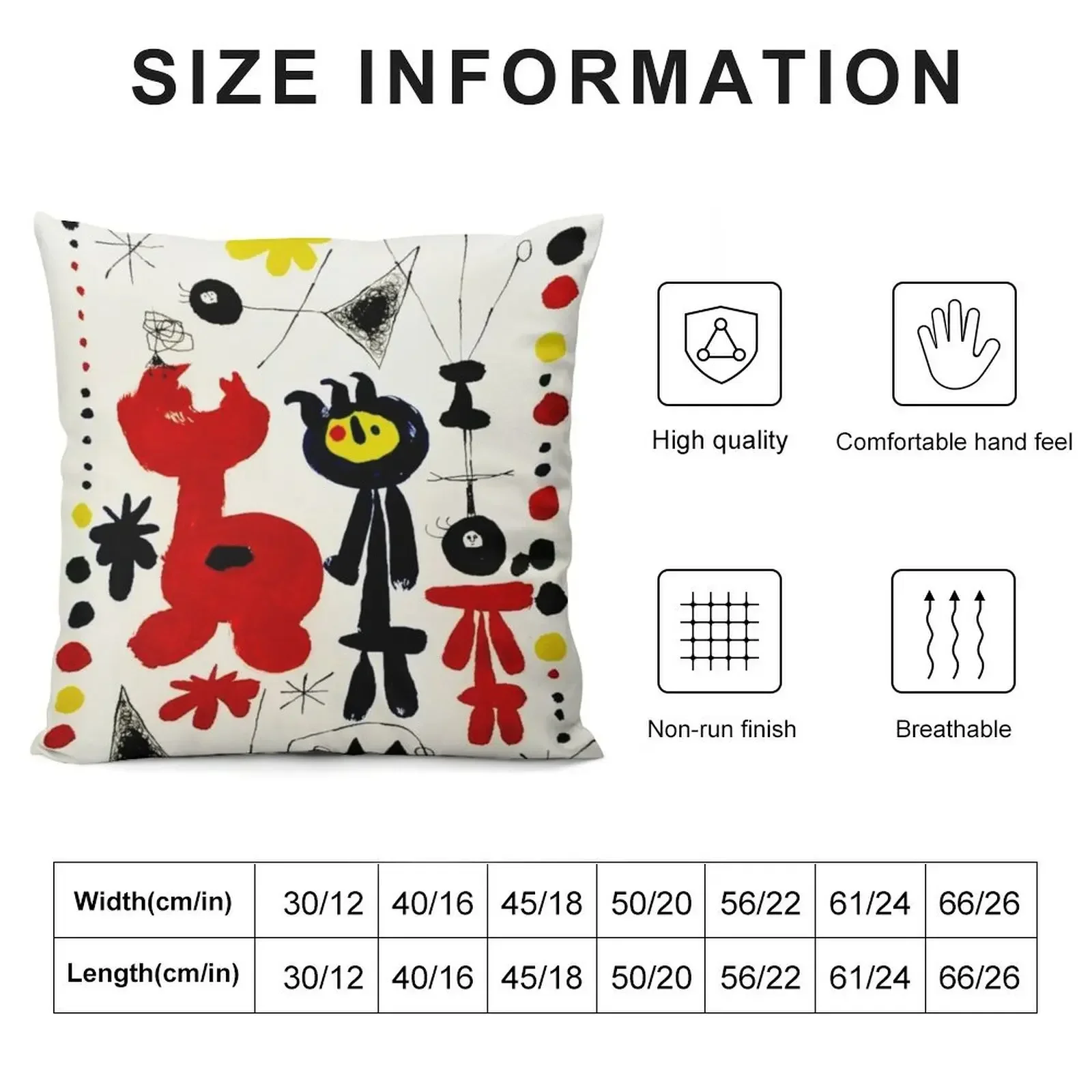 Joan Miró Abstract Surrealism Personnage et Oiseau Throw Pillow Decorative pillowcase Custom Cushion Photo pillow