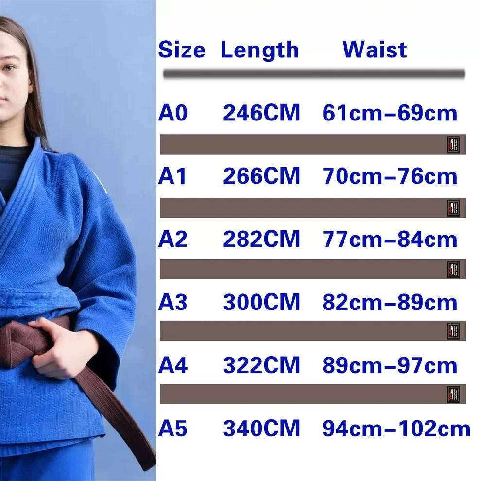Judo Belts High-quality Pure Cotton IJF Certified Brown Color Karate Belt Width 4.5cm 220-360cm Custom Embroidered Name
