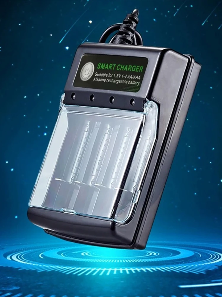 شاحن بطارية 4 فتحات مع كابل USB شاحن ذكي سريع شاحن بطارية ذكي شاحن ذكي لبطاريات AA/AAA 1.5 فولت #5