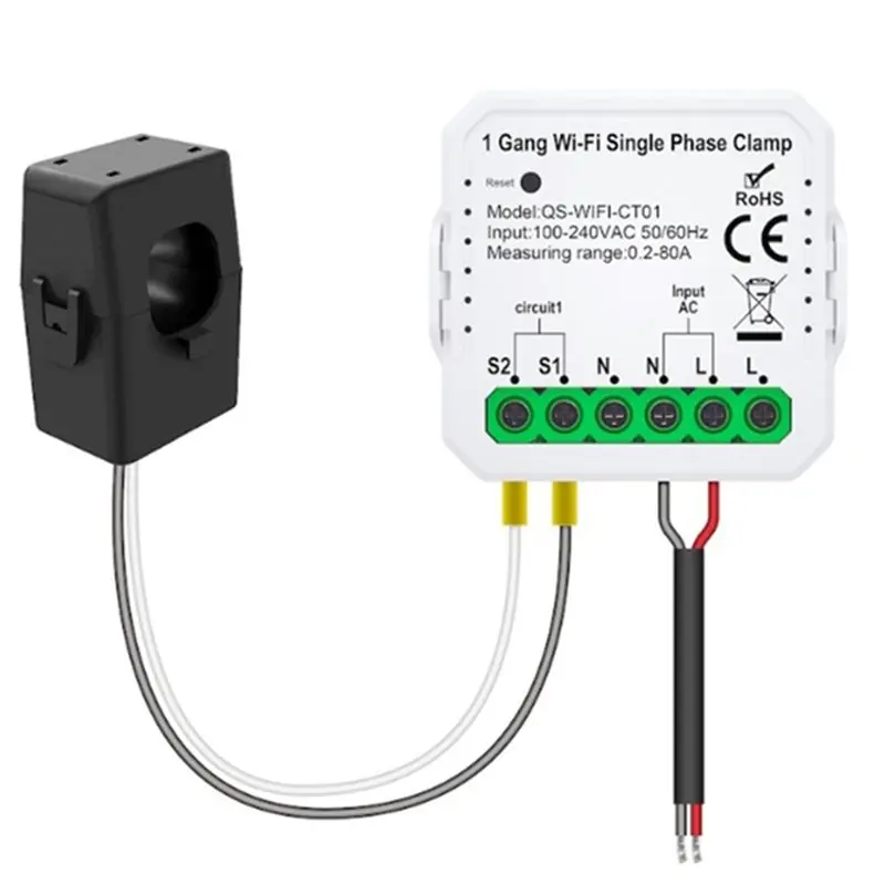 

Счетчик электроэнергии A92Z для солнечных батарей с мониторингом производства и потребления, 1 канал, 80А, Tuya Wifi, двунаправленный, умный