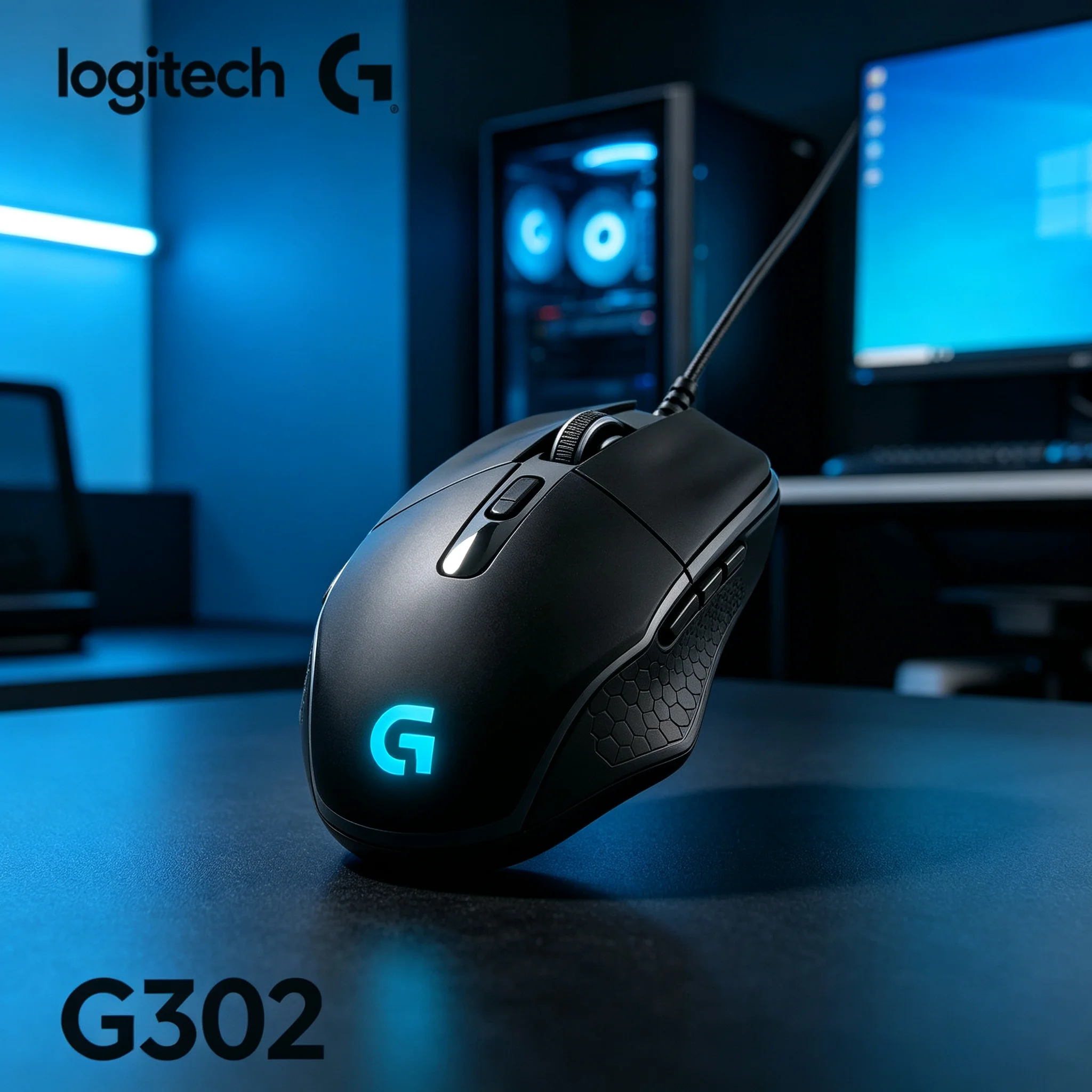 Logitech G302 MOBA FPS Gaming Mouse Wired USB RGB Glowing Logo 6 Programmable Buttons Ergonomic Mice For PC