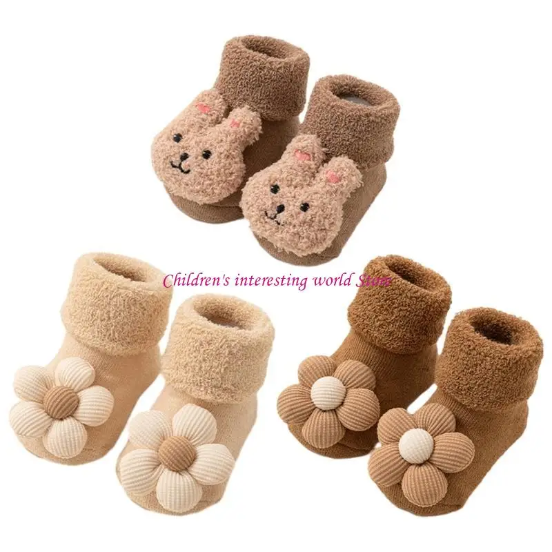 

1 Pair Anti Slip Warm Socks Soft & Breathable Thicked Learning Walk Shoes 425F