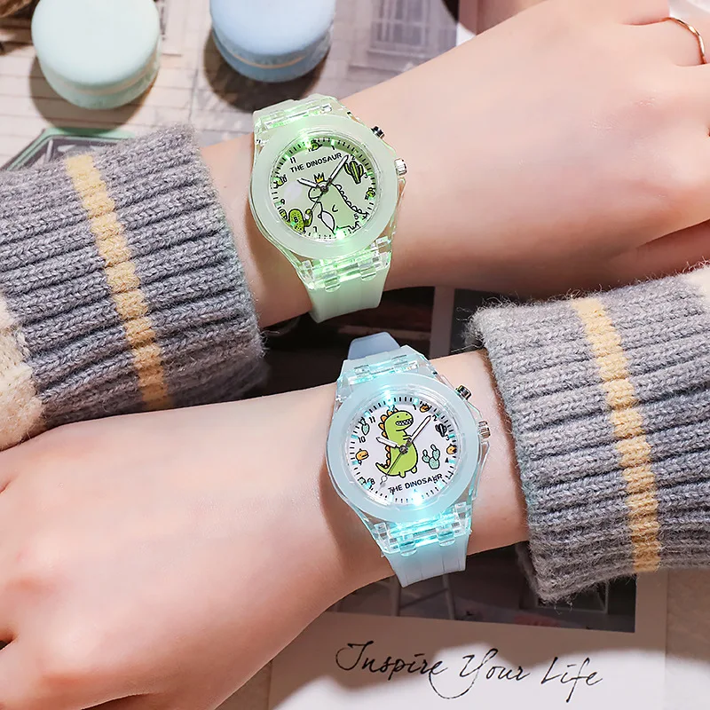 Jam Tangan Anak-anak Perempuan Jam Tangan Bercahaya Kreatif Jam Tangan Quartz Modis Tali Silikon Jam Tangan Wanita Hadiah untuk Pacar Relogio Infantil