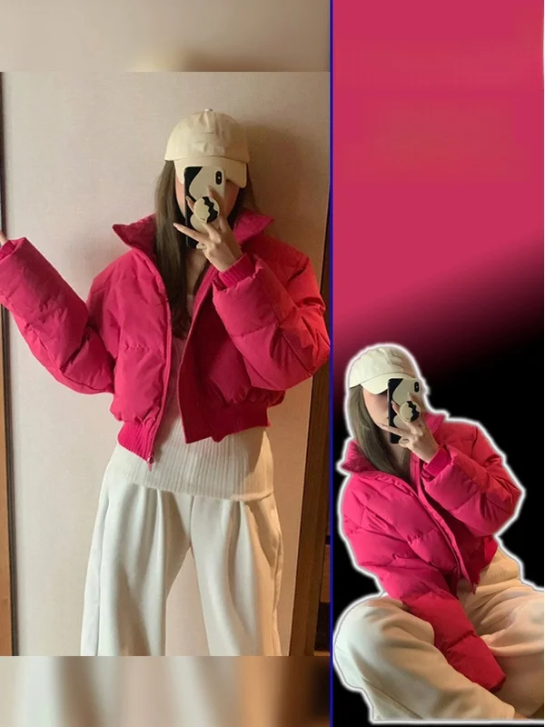 

plus Size Women's mat Sle Pure Color ort Cotton Jaet Winter Faionable Versatile Bread Coat Thiened Long Sve