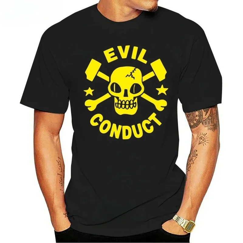 

Mens Shirts Short Sleeve Trend Clothing colour jurney Print funny Evil Conduct T-Shirt Oi Punk Streetpunk Skull S-4XL