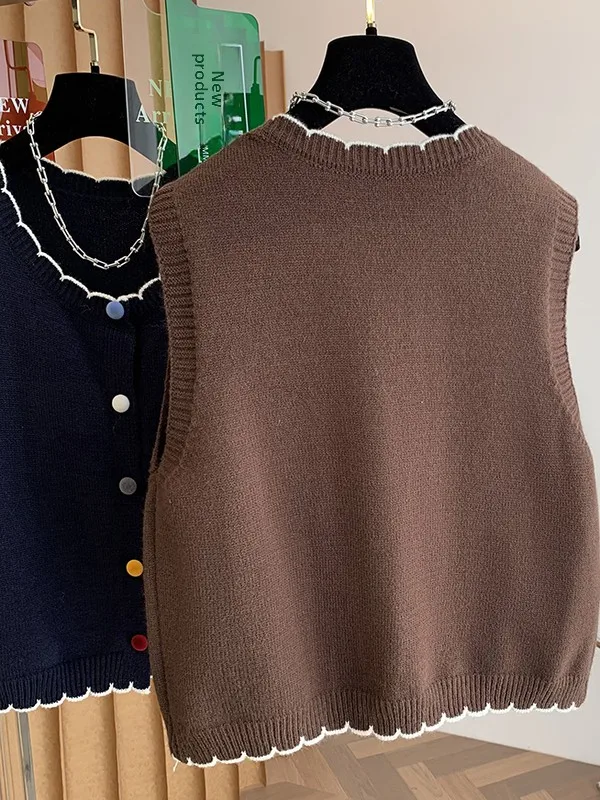 Lose Strickjacke Weste frauen Svel Open Front Button Casual Oberbekleidung Frühling Herbst Faion Koreanische Sle