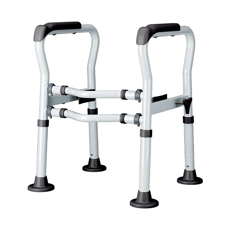 

Tool-Free Toilet Safety Rail With Armrests Seniors Bathroom Assist Equipment That Fits Any Toilets