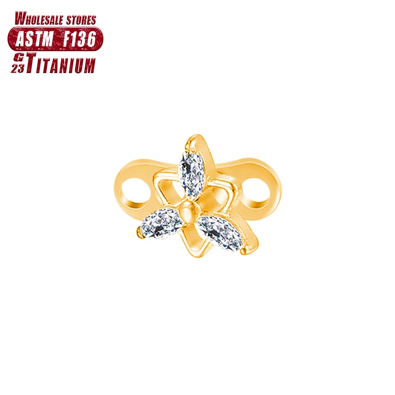 F136 Titanium Helix piercing conch Skin Grafting Nail Dermal Anchor 16g Surface Body Zircon Drilling Hide in Top Crystal Jewelry