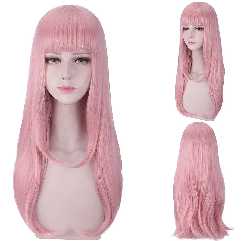 Synthetic Anime Cosplay Wig Pink Long Ponytail Chika-Inspired Style Kawaii Party Hairpiece for Mantis Layered Wolfcut Roleplay
