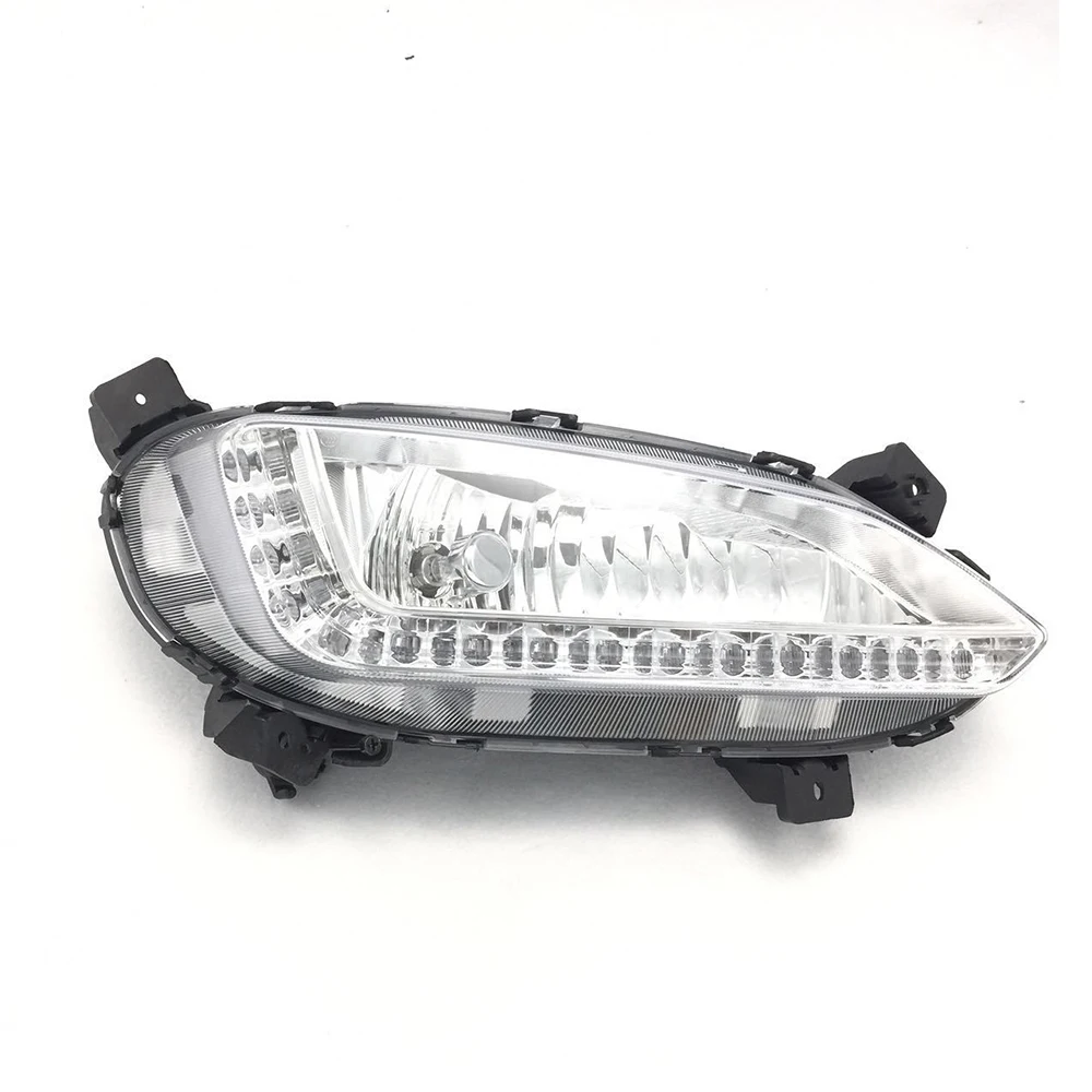 Car Front Bumper Grille Fog Lights Assembly For Hyundai Santa Fe IX45 2013 2014 2015 Daytime Running DRL Head Lamp LED Fog Lamps