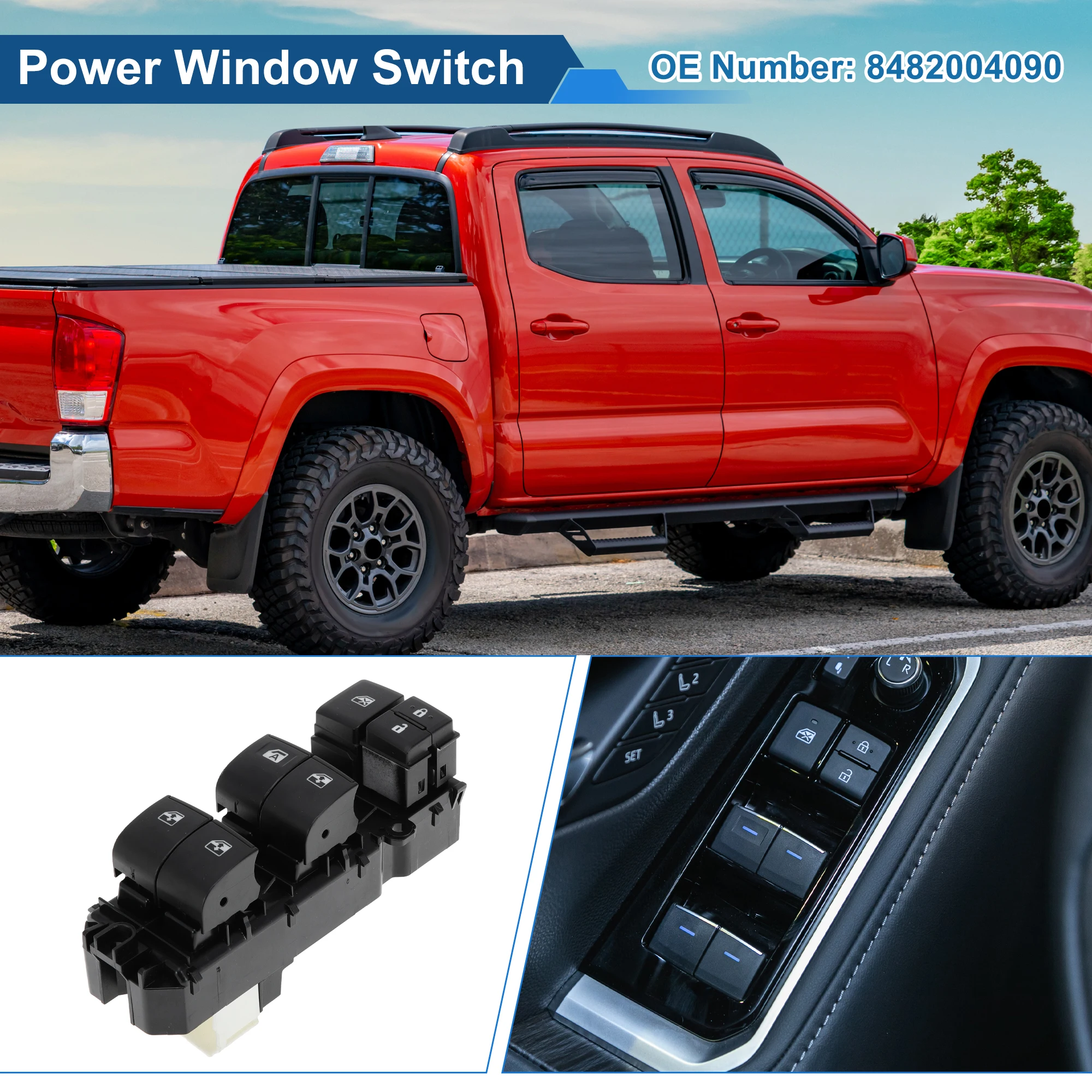 

UXCELL Front Left Driver Side Power Window Switch for Toyota Tacoma 16-20 No.8482004090