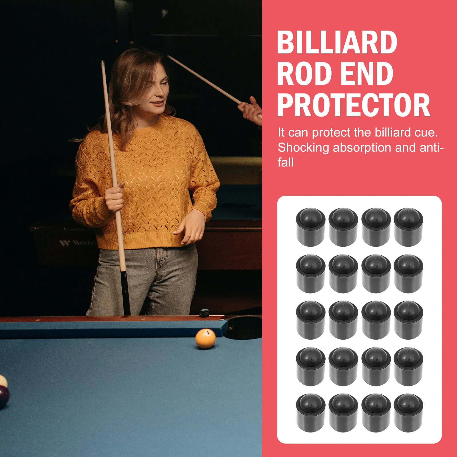 

20Pcs Billiards Cue End Protector Replaceable Covers Pool Cues End Protectors Snooker Rods Protective Parts Billiard Supply