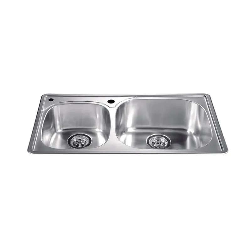 for 304 Stainless Steel Brushed Double Kitchen Sink Vegetable Basin Household Wholesale