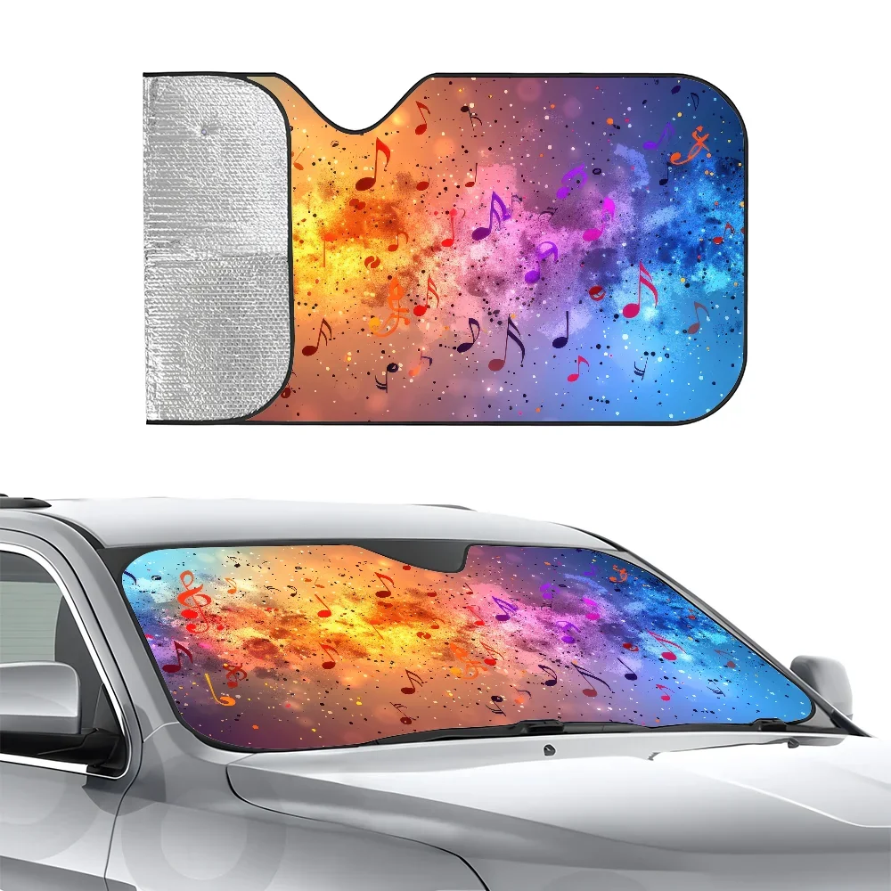 

Musical Score Pattern Car SunSha Three-layer Insulation Car Front Windshield Sun Sha Suction Cup Blocks UV Rays Sun