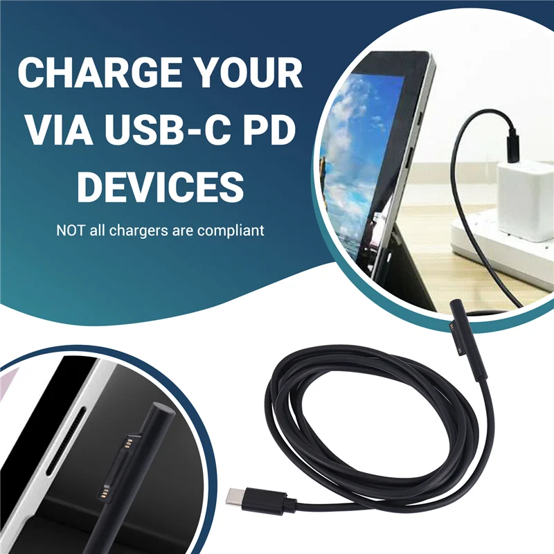 

Кабель для зарядки GO-For Surface Connect To USB C, совместимый с Surface Pro 3/4/5/6/7, Surface Laptop 3/2/1, Surface Go