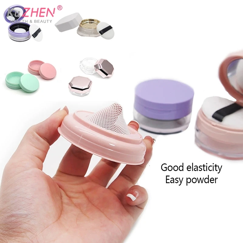 1Pc Makeup Tool mini Empty Cosmetic Packaging Box Jar Sifter Rose Gold Cosmetic Compact Makeup Travel Case Container With Sponge