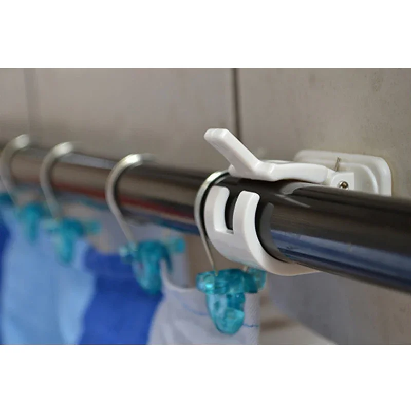 2/4 Pcs Rails Rod Bracket Support Plastic Stick Hanger Clamp Window Frame Curtain Rods Bracket Hangers for Home Decoration