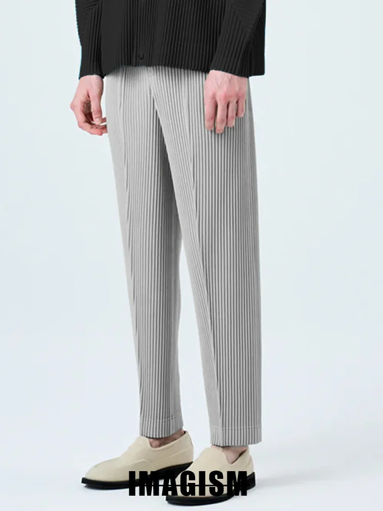 ISSEY 2026 New Arrival Japanese-Style Premium Textured Relaxed Fit Miyake-Style Pleated Casual Trousers Straight Leg Pants