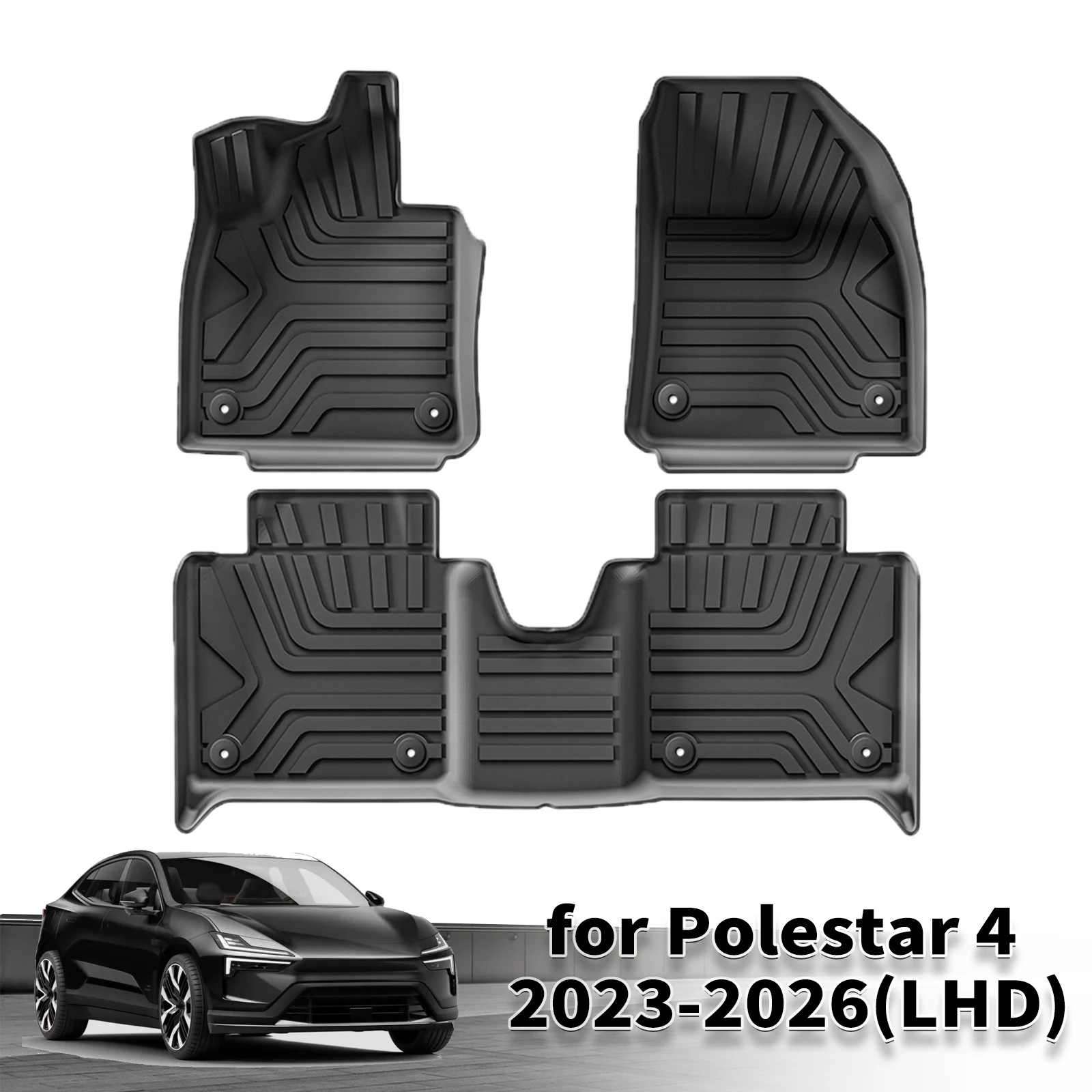 for Polestar 4 2023-2026 Eco-Friendly TPE Car Floor Mats & Trunk Mats, All-Weather Protectionn (Not Fit For Right Hand Drive)