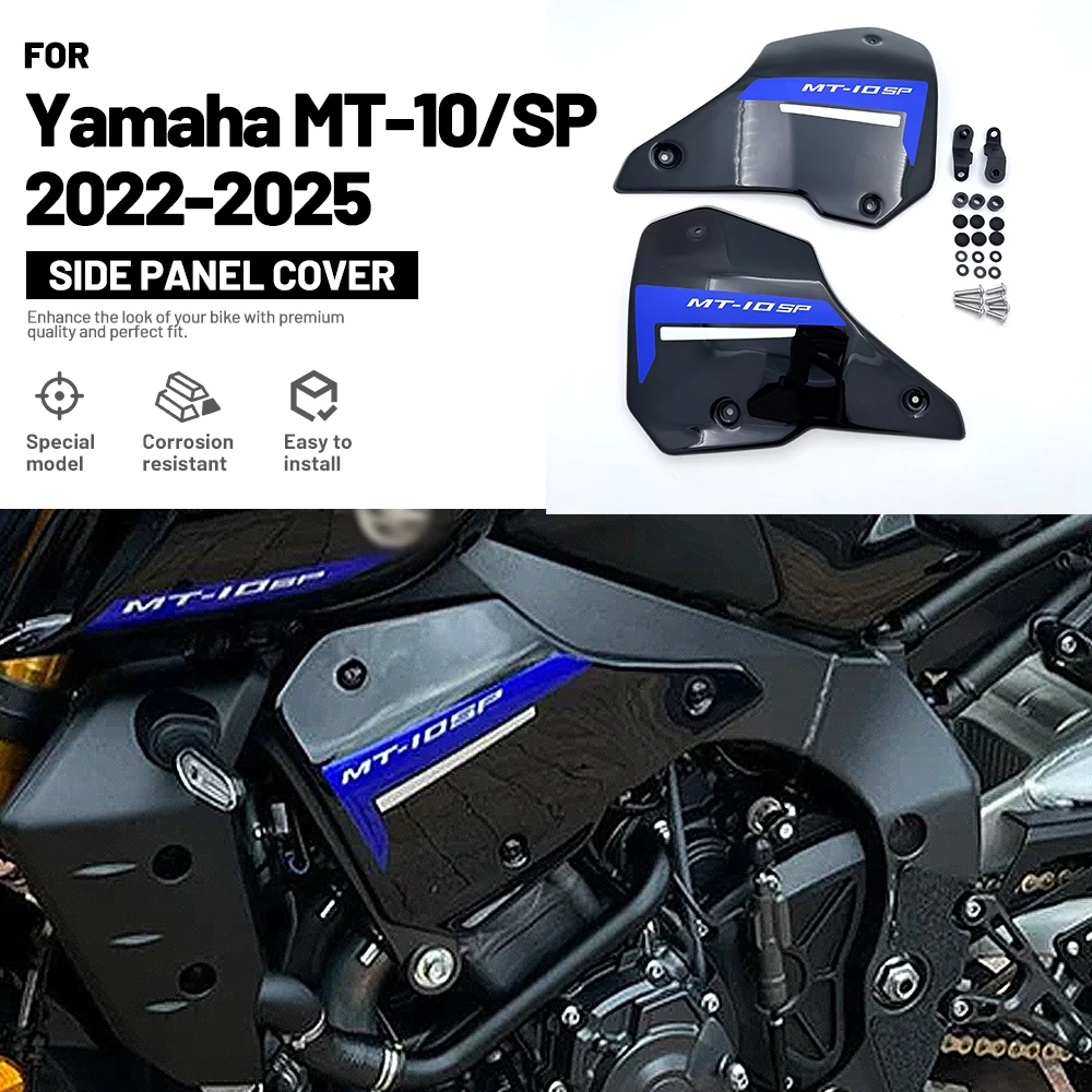 Fit for Yamaha MT-10 / MT-10 SP 2022-2025 Bright Blue Printed Logo Side Fairing Panel Set with Complete Mounting Hardware