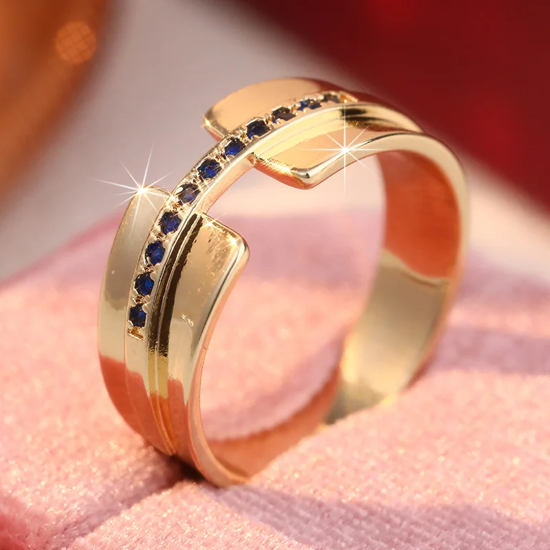 Luxury Minimalist Cross Lines Ring Inlay Cubic Zircon Embellishment Women's Workplace Daily Versatile Ring Exquisite Accessory