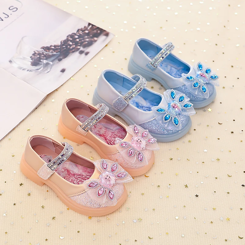 

Kids' Casual Shoes Princess Frozen PU Leather Spring Shoes For Girls Anti-slip Pink Blue Shoes Size 23-32