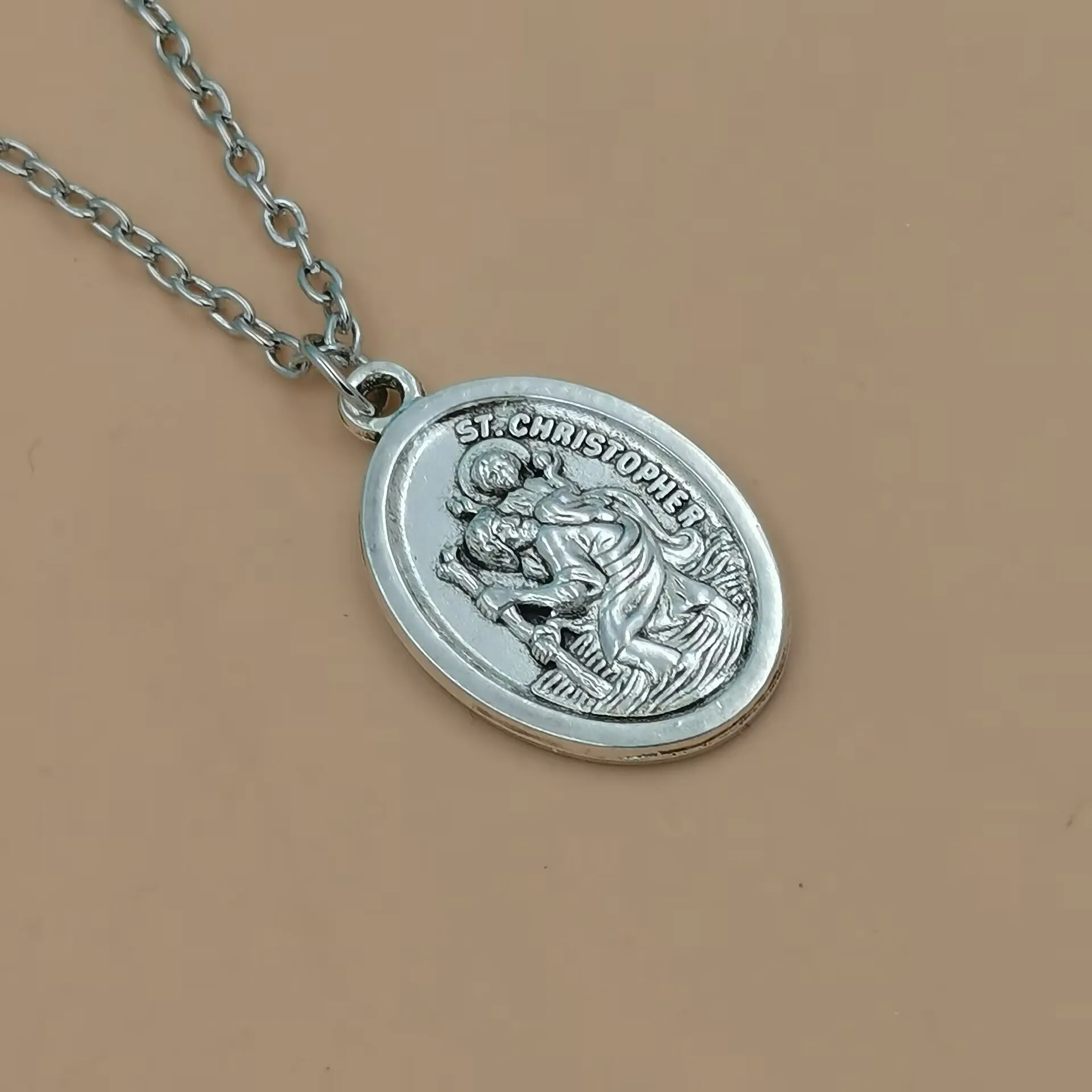 10Pcs ST CHRISTOPHER Pendant Necklace, Men Women Amulets, Religious Jewelry A-969d view 4