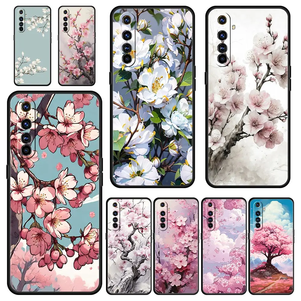 เคสโทรศัพท์สำหรับ Realme 12 11 10 9 8 5ก. 7 6 GT5 GT3 GT2โปรพลัส C21 C11 C25 C35 Realme GT NEO 2 3T 5ลายต้นไม้ดอกซากุระ