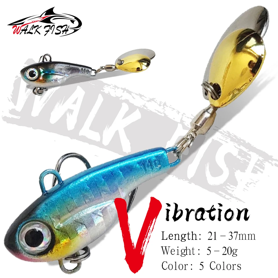 WALK FISH 1Pcs 5-20g New Vib Bait rotante Sequin Thorn Vibration simulazione artificiale Double Sequin Lure Metal Fishing