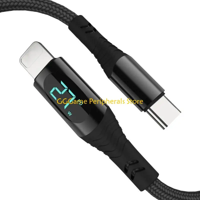 U55B 100W Twin Type C Charging Cable with Digital Power Display Fast Charging Data Line