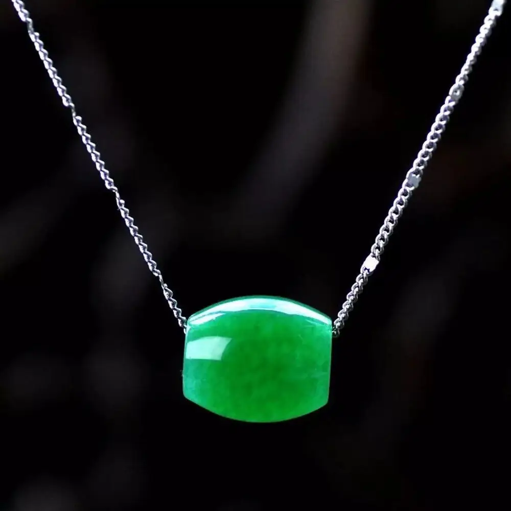 Antiquity Vintage Emerald Green Jewelry Gift Women Korean Style Jewelry Female Necklace Jade Necklace Agate Clavicle Chain