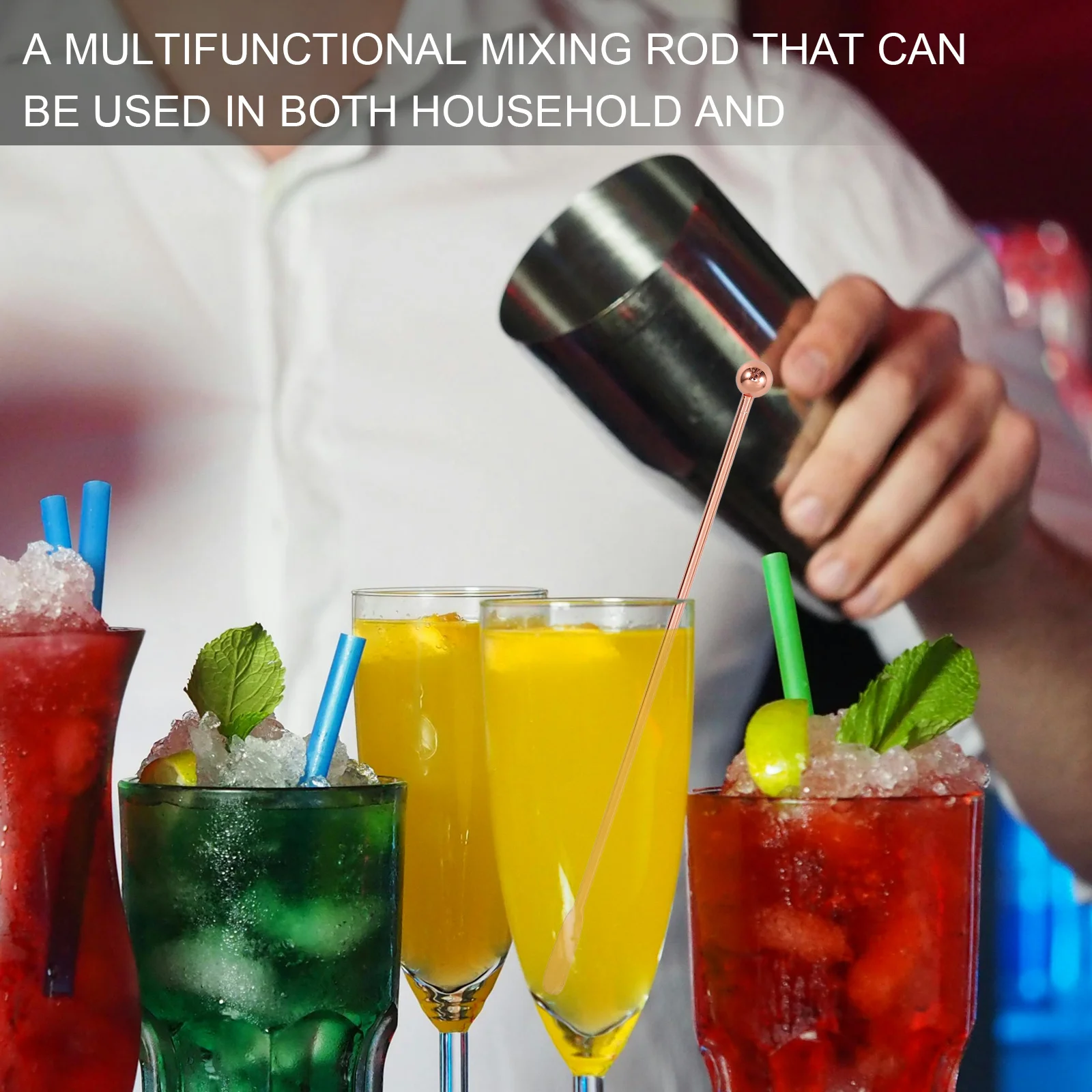 

10Pcs Stirring Spoon Stainless Steel Spiral Bar Spoon Cocktail Coffee Mixing Tool Bar Accessory Swizzle Stick Coffee Stirrer