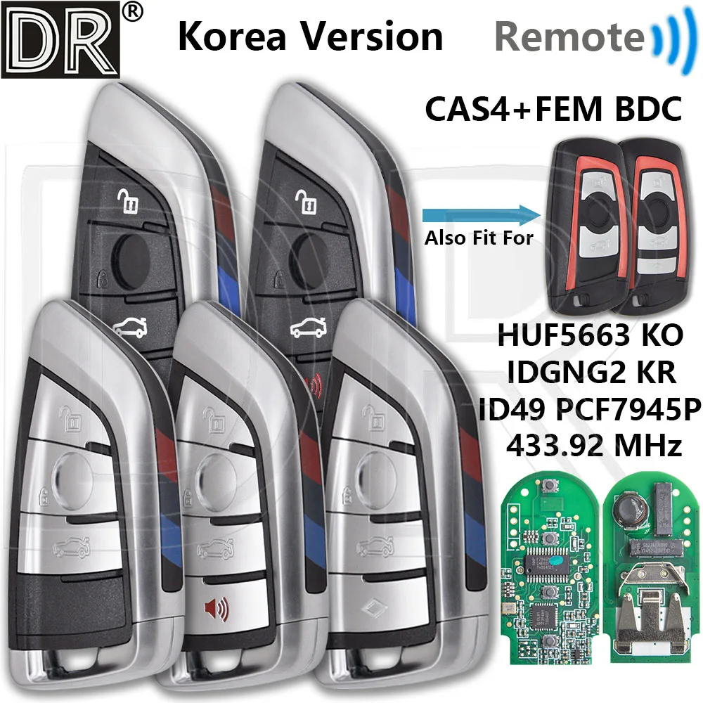

DR Great Korea Version CAS4+ FEM HUF5663 KO IDGNG2 KR D49 PCF7945P 433.92 MHz Proximity Car Remote Key For BMW 1 3 5 7 Series