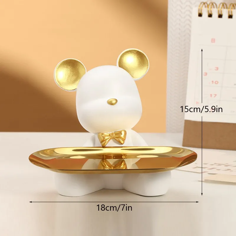 Imagem -06 - Vilead Bear Tray Esculturas Branco Modern Art Decor Entrada Interior Tabletop Home Decoração Acessórios Bearbrick Resina Estátua