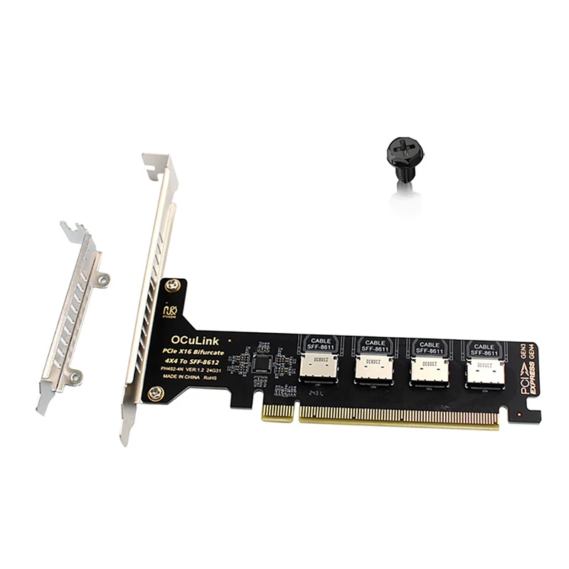 

PCI Express PCIe 16X PCI-E 4.0 X16–4 X Oculink SFF-8611 SFF-8612 Адаптер расширения Riser Card для SFF-8639 U.2 U2 SSD