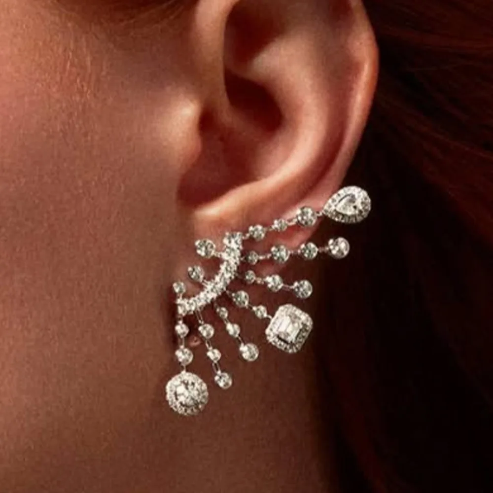 

Missvikki Fashion Korean Version Earrings High-end Feeling Light Luxury Trendy Temperament Atmospheric Gift for Women Jewelry