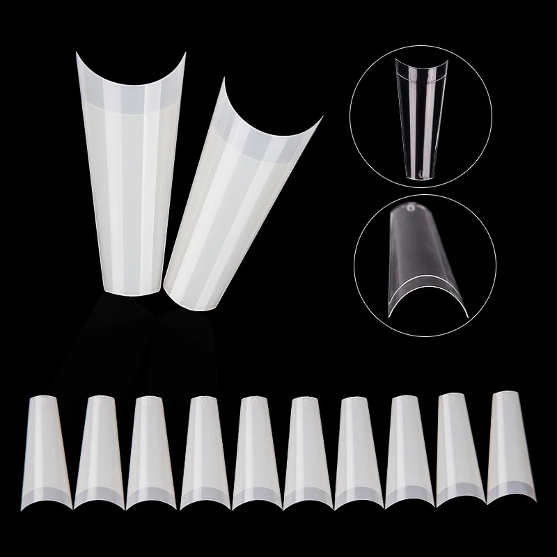 500Pcs Clear Natural French Ballet Coffin False Acrylic Nails Art Tips UV Gel Ultra Flexible Fake Nail Manicure Tip DIY Tools