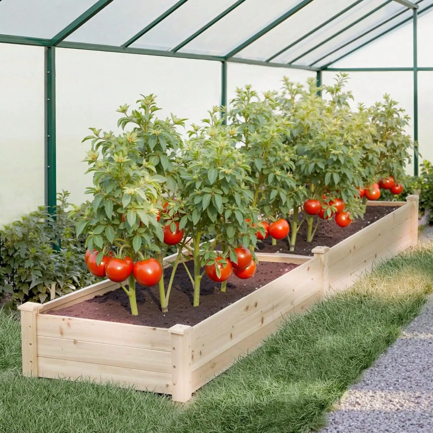 

Outdoor Patio 8 FT Wooden Raised Beds Backyard Elevated Planter Box