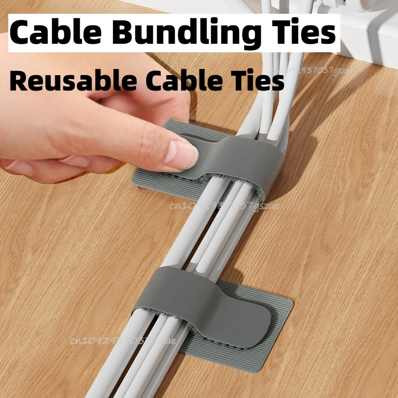 New Reusable Cable Binder Drill-Free Installation Cable Tie Holder Cable Tie Fixing Clip Adjustable Cord Desktop Organizer
