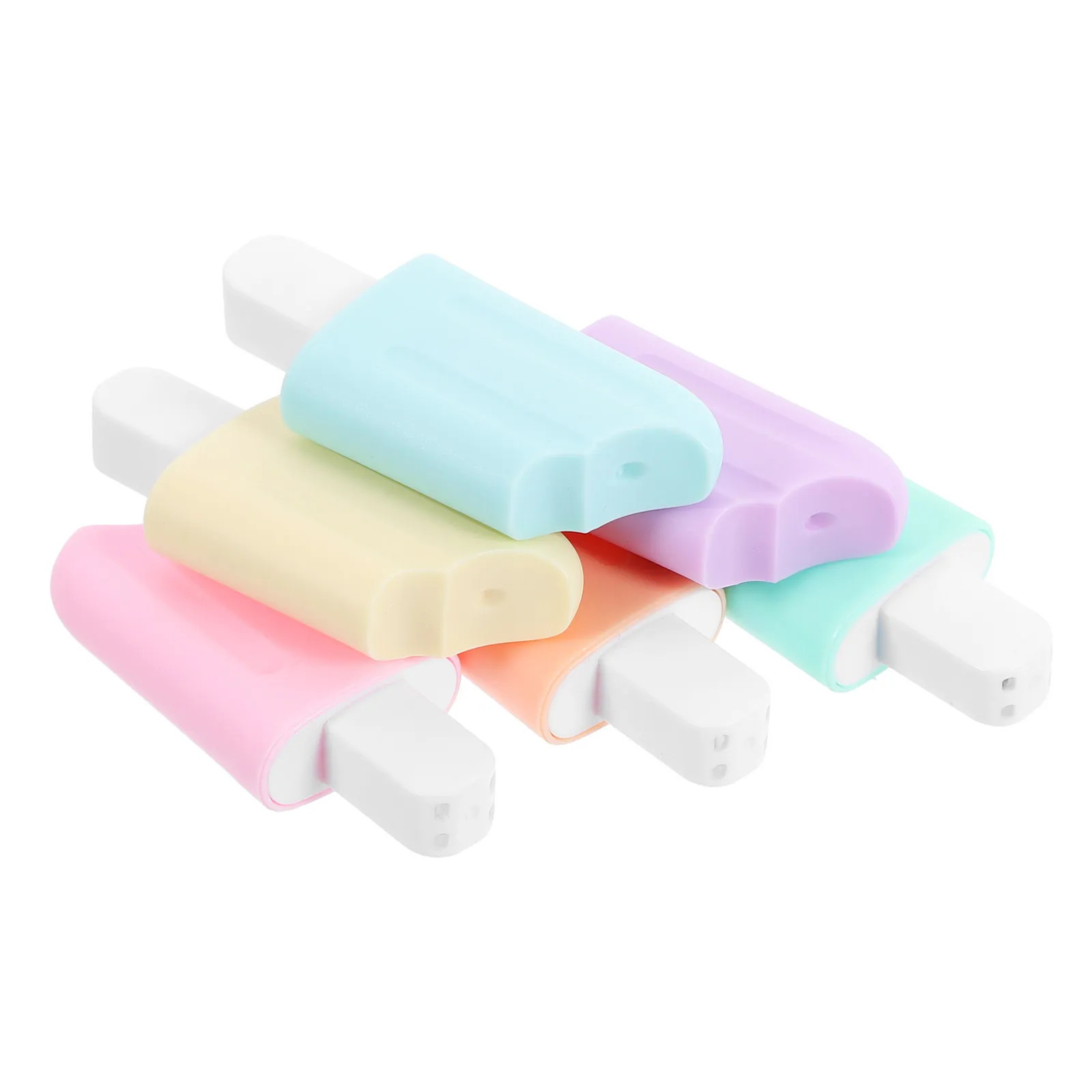 6Pcs Cartoon Ice Cream Highlighter Pens Mini Fluorescent Markers Colorful Small Highlighters for School Office Note Marking