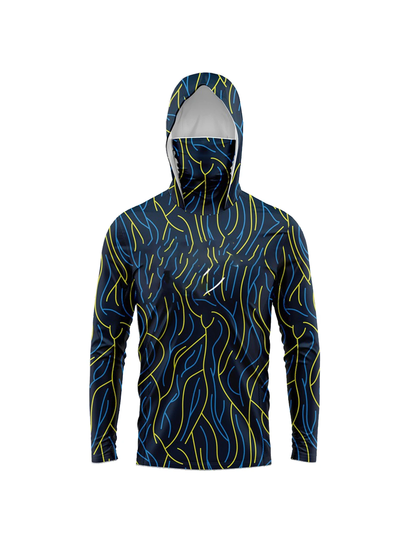 Fishing Shirt UPF 50+ Hooded Fishing Clothes Men Face Cover Hoodie Sun Protection Mask Jersey Breathable