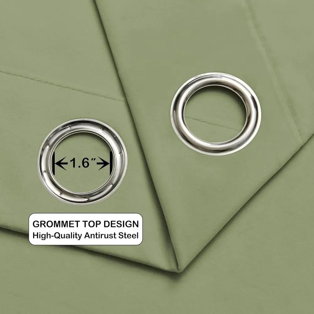 ستائر مخملية خضراء حكيمة معزولة حراريًا، 96 طولًا، لوحتين، 52 × 96 لخصوصية غرفة المعيشة وتصفية الضوء