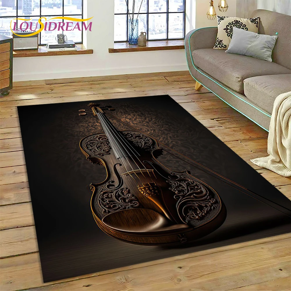 Violin Cello Dream Music Instrument  Area Rug,Carpet Rug for Home Living Room Bedroom Sofa Doormat Decor,kids Non-slip Floor Mat