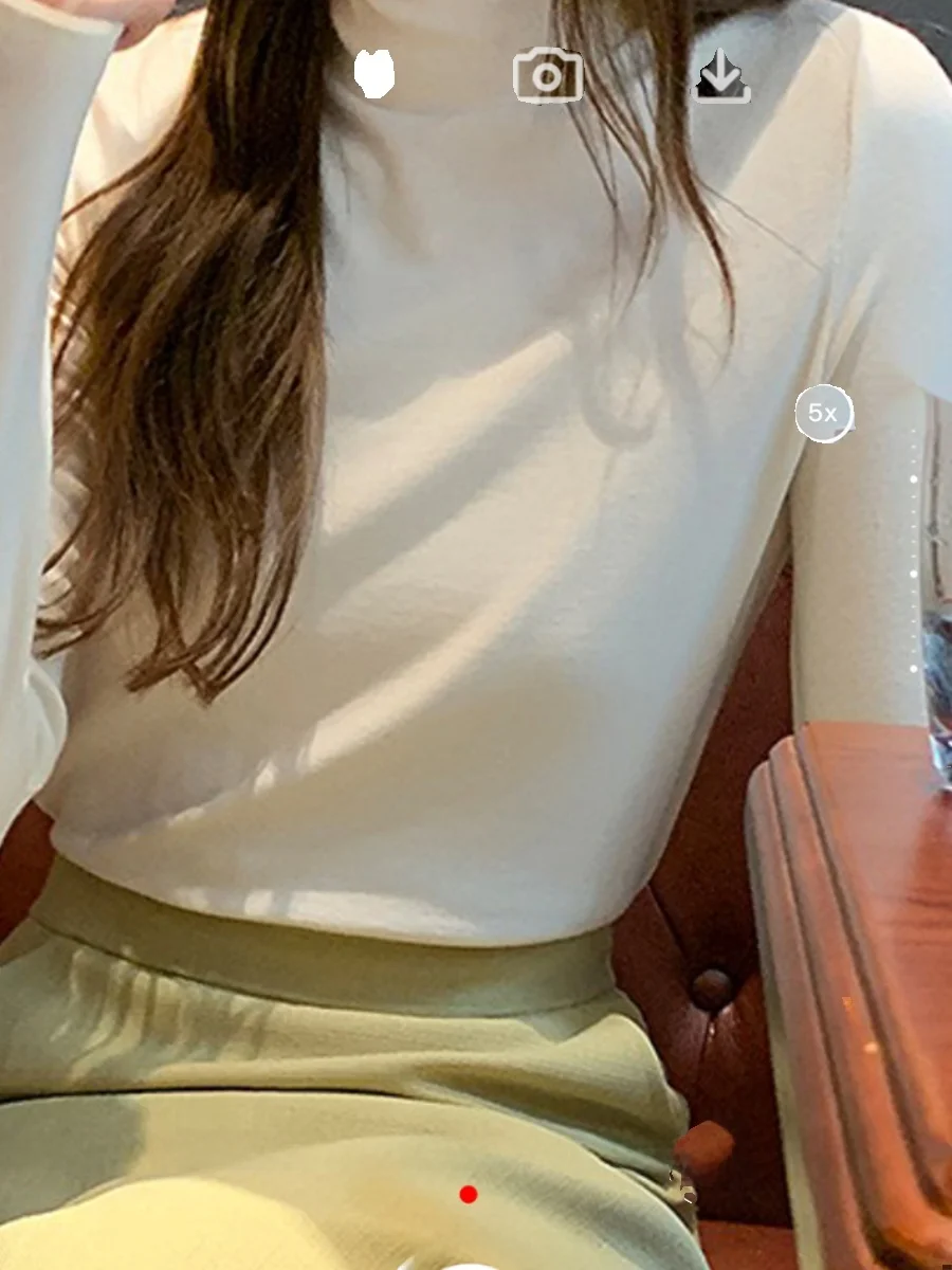 

Thiened German Velvet Base Layer T-irt f High Collar Svel Comfortable Warm Knitwear for Women Commute Sle