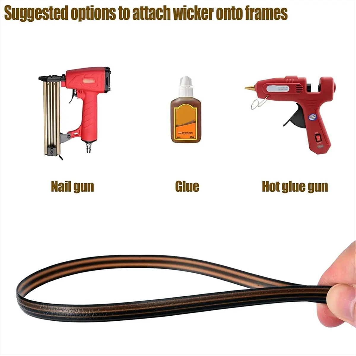 ABPP 120 Ft Wicker Repair Kit, Plastic Wicker Repair Supplies, Gradient Dark Brown with Visible Mixed Color Stripe for Patio